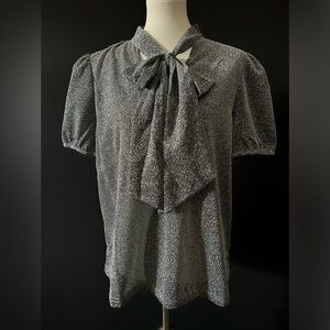 SHEIN Metallic Bow Blouse